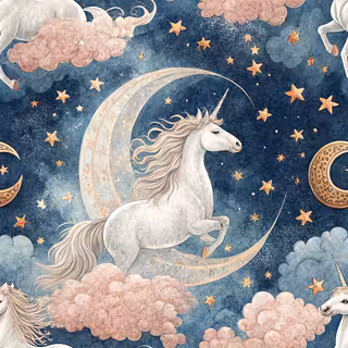 White Unicorn with Moon Halo