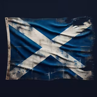 Distressed Scottish Flag on Black Background