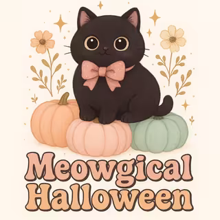 Chubby Black Cat with Pink Bow