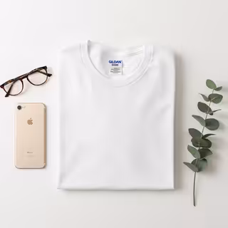 White Gildan 5000 T-shirt Flat Lay