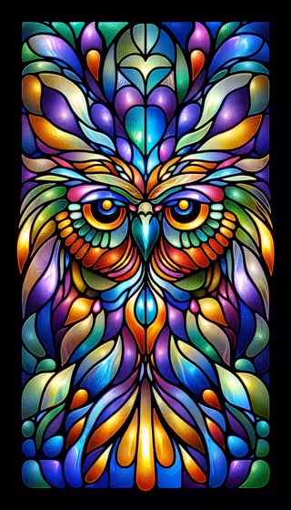 Iridescent Stained Glass Owl Art