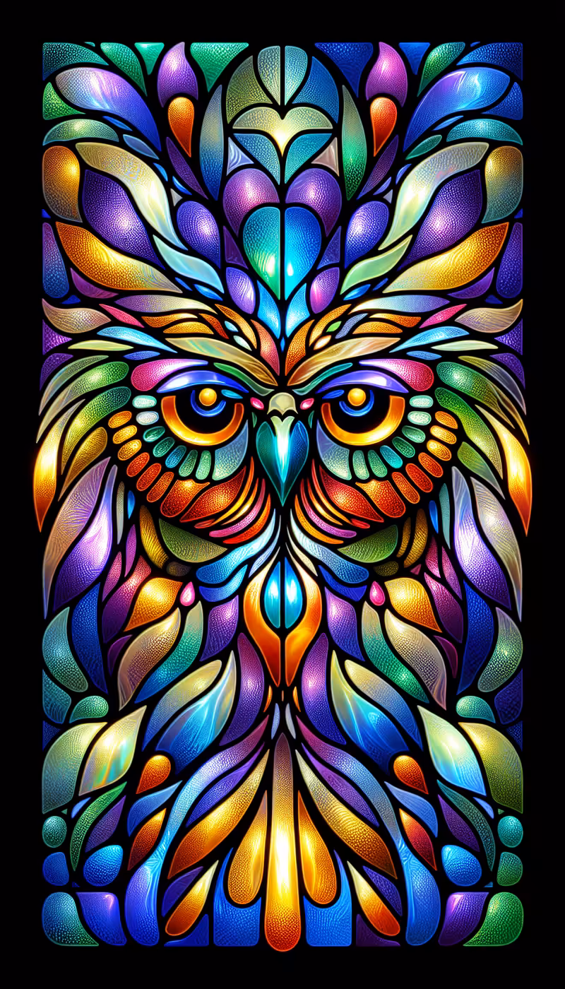 Iridescent Stained Glass Owl Art