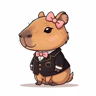 Chibi Capybara Illustration with Bow