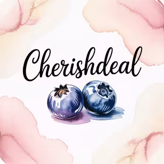 Handmade Logo with Blue Cherries