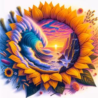 Sunflower Cliffs at Ocean Sunset