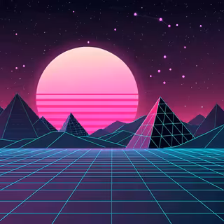 Vaporwave Grid Horizons Pattern