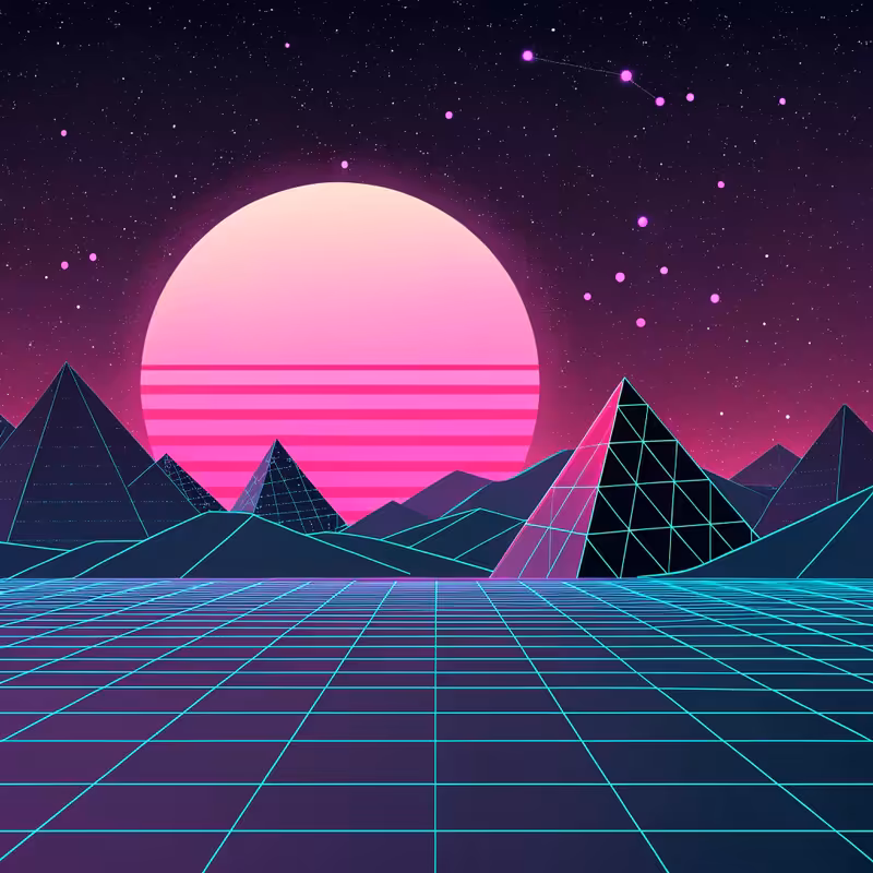Vaporwave Grid Horizons Pattern