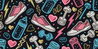 Fitness Motivation Neon Doodle Art