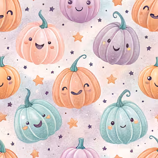 Pastel Pumpkins with Cute Faces