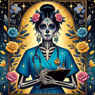 Sugar Skull Nurse Illustration