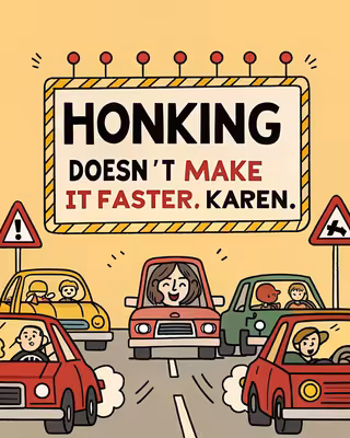 Sarcastic Cartoon School Traffic Jam