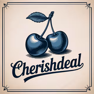 Vintage Cherishdeal Logo with Blue Cherries