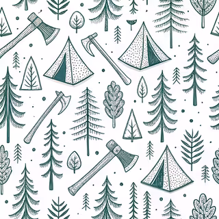 Minimal Line-Art Forest Survival Design