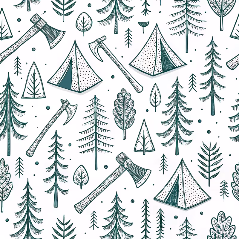 Minimal Line-Art Forest Survival Design