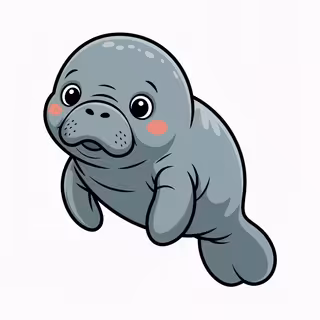 Cute Animated Nursery Manatee Art