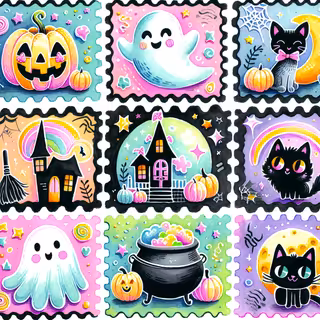 Playful 80s Retro Halloween Collage
