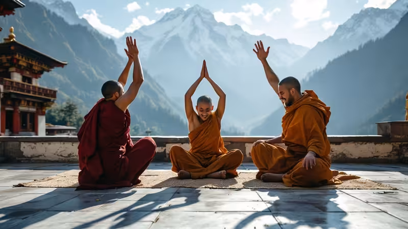 Young Monks Training in Bhutan Himalaya