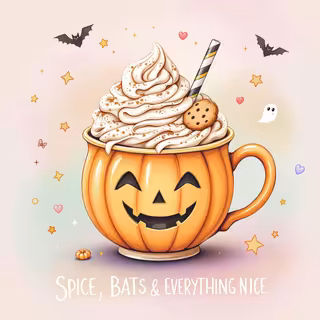 Kawaii Pastel Pumpkin Spice Latte Art