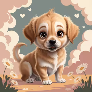 Animated Baby Golden Retriever Art