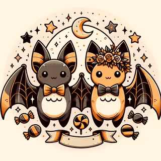 Cute Cartoon Bats Halloween Illustration