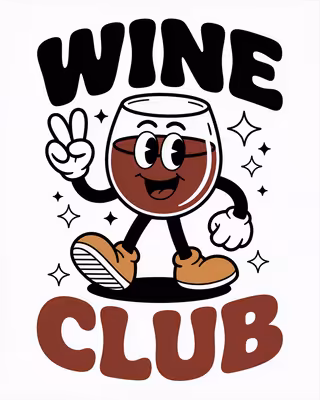 Retro Wine Glass Cartoon Design