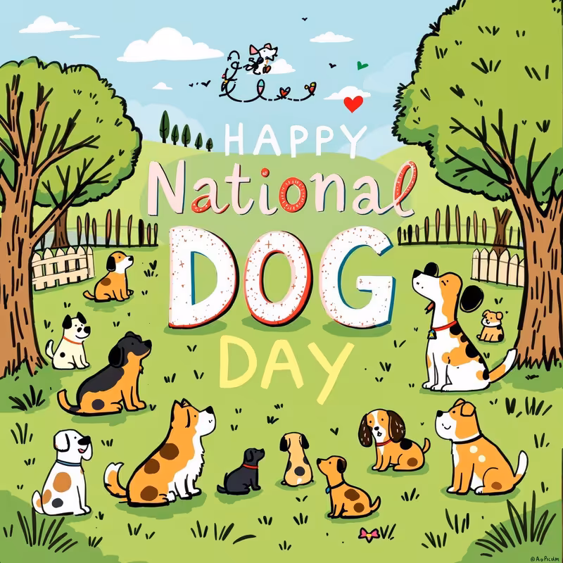 Hand-drawn Dog Park Cartoon