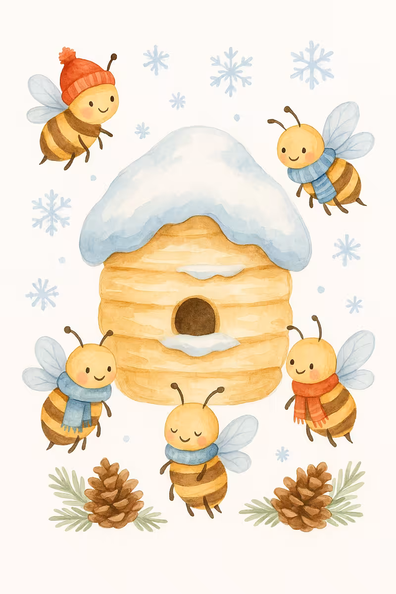 Winter Beehive Watercolor Art