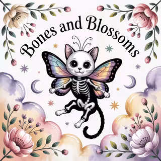 Skeleton Cat with Butterfly Wings