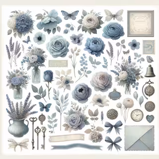 Shabby Chic Blue Watercolor Clip Art