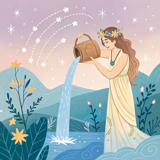 Serene Aquarius Goddess with Stars