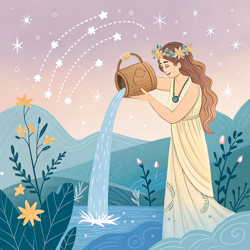 Serene Aquarius Goddess with Stars