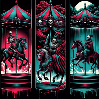 Gothic Haunted Carousel Illustration