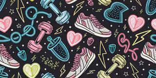 Fitness Motivation Neon Doodle Art
