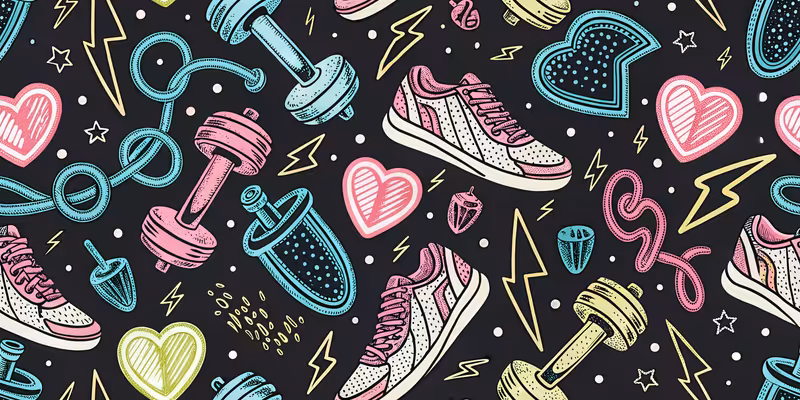 Fitness Motivation Neon Doodle Art