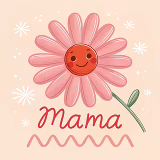 Pink Daisy with Smiley Face and MAMA
