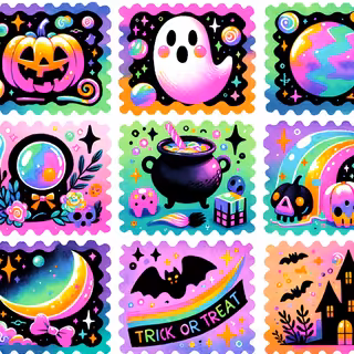 Playful 80s Retro Halloween Collage