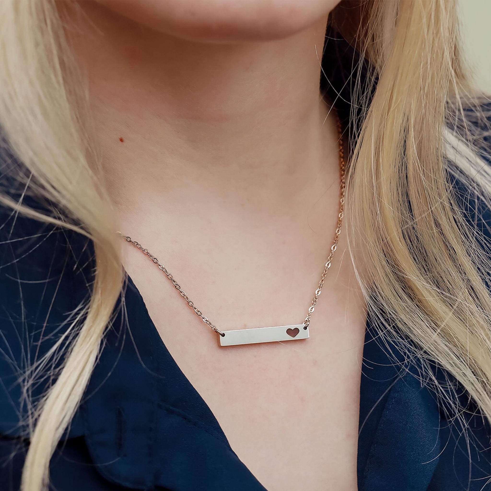 Product Catalog Preview Image Cutout Heart Bar Necklace (Engraving)
